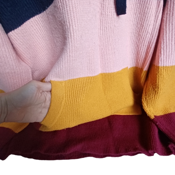 Raglan Torrid tunic multi color striped hoodie/ sweater with pockets sz 2 - Picture 5 of 8